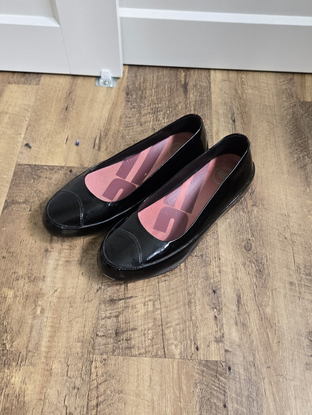 Fitflop Due Patent Ballerina Womens Black Flats/ Shoes Size 38